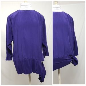 80s for 20s Dropwaist Tie Side Silk?? Shirt M - L Vintage Gatsby Vibes